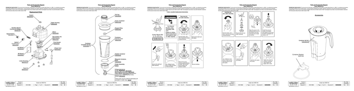 Diagram Diagram and Parts List for HBB250S-UK  Hamilton Beach Blender